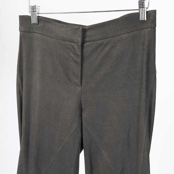 Brunello Cucinelli Grey Leather Panelled Skinny Pants - Picture 3 of 9